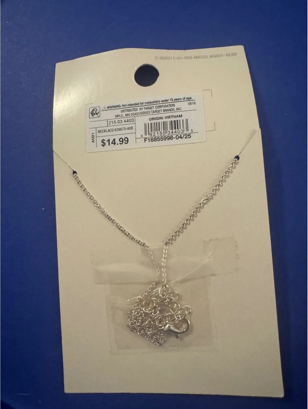 A New Day 16-Inch Silver-Tone Necklace with Baby Pearl Pendant, New with Tags
